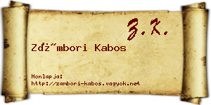 Zámbori Kabos névjegykártya